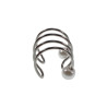 4-Rijgen RVS Ear Cuff Oorbel met Witte Glasparels - 13x13mm - Dames