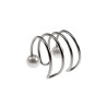 4-Rijgen RVS Ear Cuff Oorbel met Witte Glasparels - 13x13mm - Dames
