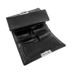 Compacte Zwarte Leren portemonnee met Drukknop en Muntvak Unisex