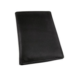 Platte Leren Portemonnee met Kaartvakken en RFID Unisex - Zwart