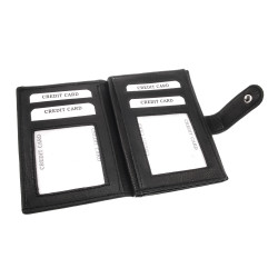 ZwartLeren Portemonnee met RFID-bescherming Pasjesvakken - ID venster