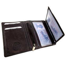Compacte Donkerbruin Leren Portemonnee RFID-bescherming - ID venster