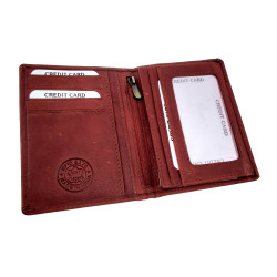 Compacte Donkerrood Leren Portemonnee RFID-bescherming - ID venster