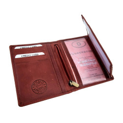 Compacte Donkerrood Leren Portemonnee RFID-bescherming - ID venster
