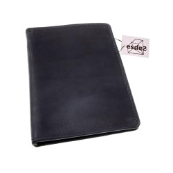 Compacte Donkerblauw Leren Portemonnee RFID-bescherming - ID venster