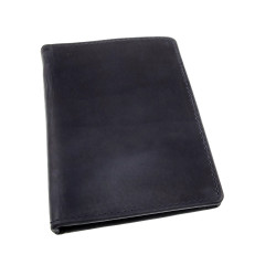 Compacte Donkerblauw Leren Portemonnee RFID-bescherming - ID venster