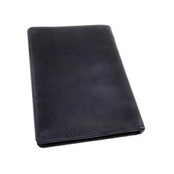 Compacte Donkerblauw Leren Portemonnee RFID-bescherming - ID venster