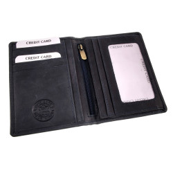 Compacte Donkerblauw Leren Portemonnee RFID-bescherming - ID venster