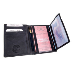 Compacte Donkerblauw Leren Portemonnee RFID-bescherming - ID venster