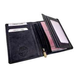 Compacte Donkerblauw Leren Portemonnee RFID-bescherming - ID venster