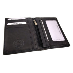 Compacte Zwart Leren Portemonnee RFID-bescherming - ID venster