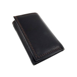 Sleuteletui met Pasjesvak en Biljetvak Echt Leer Zwart en Donkerbruin