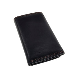 Sleuteletui met Pasjesvak en Biljetvak Echt Leer Zwart en Donkerbruin