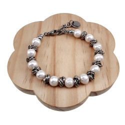 Armband van RVS met Zoetwaterparel - 17 tot 20 cm Exclusief van esde2