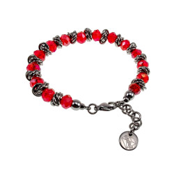 Dames Armband van RVS Rode Kristallen - 16 tot 19cm - Exclusief esde2