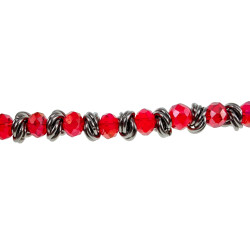 Dames Armband van RVS Rode Kristallen - 16 tot 19cm - Exclusief esde2