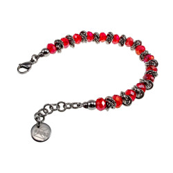 Dames Armband van RVS Rode Kristallen - 16 tot 19cm - Exclusief esde2