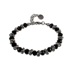 Armband van RVS met Zwarte Kristallen 16 tot 19cm Exclusief esde2