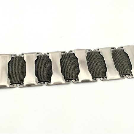 Grijs Elastische Riem met Metalen Elementen
