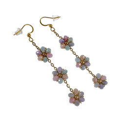 Bloemen Haakoorbellen Dames - Verguld RVS Haakoorbellen Lengte 73 mm