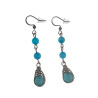 Haakoorbellen met Turquoise Kattenoog Stenen - Lengte 60 mm Handgemaakt