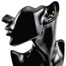 4-Rijgen Goudkleurige RVS Ear Cuff Oorbel met Witte Glasparels 13x13mm
