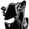 4-Rijgen Goudkleurige RVS Ear Cuff Oorbel met Witte Glasparels 13x13mm
