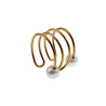 4-Rijgen Goudkleurige RVS Ear Cuff Oorbel met Witte Glasparels 13x13mm