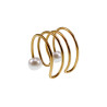 4-Rijgen Goudkleurige RVS Ear Cuff Oorbel met Witte Glasparels 13x13mm