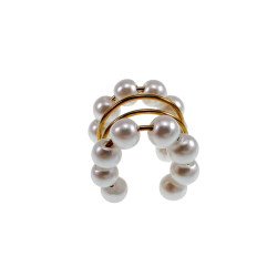 Ear Cuff met Glasparels Goudkleurige RVS Oorsieraad 4-Rijgen - 14x14mm