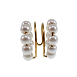 Ear Cuff met Glasparels Goudkleurige RVS Oorsieraad 4-Rijgen - 14x14mm