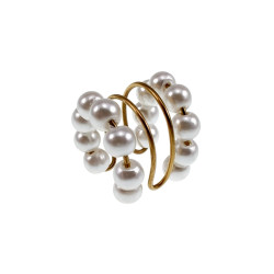 Ear Cuff met Glasparels Goudkleurige RVS Oorsieraad 4-Rijgen - 14x14mm