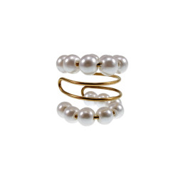 Ear Cuff met Glasparels Goudkleurige RVS Oorsieraad 4-Rijgen - 14x14mm