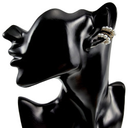 Ear Cuff met Glasparels Goudkleurige RVS Oorsieraad 4-Rijgen - 14x14mm