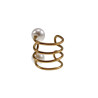 Ear Cuff Oorbel met Witte Glasparels 4-Rijgen Goudkleurige RVS 10x10mm