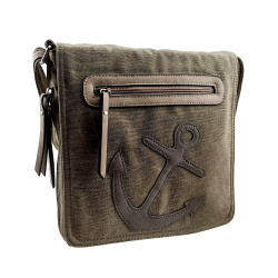 Dames Schoudertas Groen Canvas met Anker Design - 28 x 26 x 5 cm