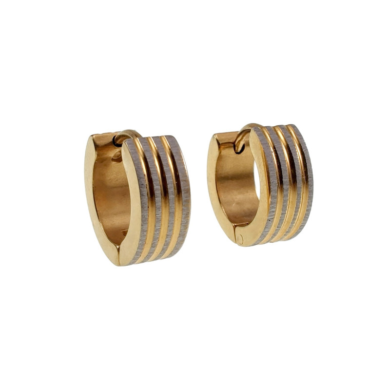 Oorringen met Laser Lijnen Unisex - Goudkleurige RVS - ∅13 x 5 mm -