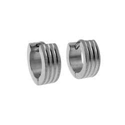 Oorringen met Laser Lijnen Unisex - Zilverkleurige RVS - ∅13 x 5 mm