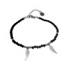 Dames - RVS Zwarte Kristallen Armband met Engelenvleugel - 15cm - 9cm