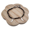 Dames - RVS Zwarte Kristallen Armband met Engelenvleugel - 15cm - 9cm