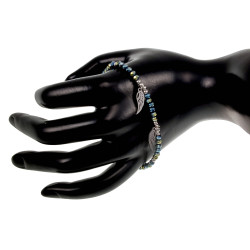 RVS Armband met Groen, Blauwe en Goudkleur Kristallen en Engelenvleugel