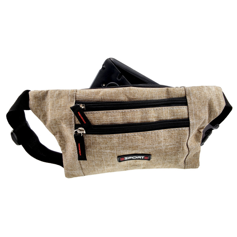 Unisex Sportieve Heuptas Lichtbruin Platte en Compacte 23 x 14 x 1 cm