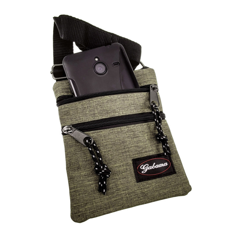 Platte Crossbodytas Bruin-Groen Unisex - Schoudertas 18 x 15 x 1 cm