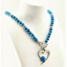 Turquoise Magnesite Ketting met RVS Hart Hanger