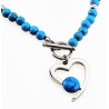 Turquoise Magnesite Ketting met RVS Hart Hanger