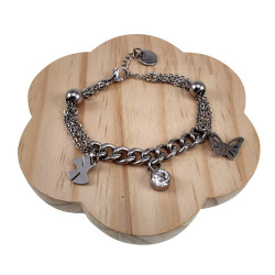 RVS Armband met Bedels Vlinder, Strik en Zirkonia - 15cm tot 19cm