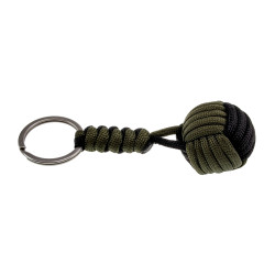 RVS - Paracord Sleutelhanger Monkey Fist Groen Zwart - Handgemaakt