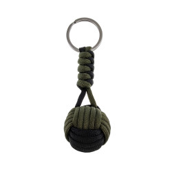 RVS - Paracord Sleutelhanger Monkey Fist Groen Zwart - Handgemaakt