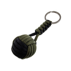 RVS - Paracord Sleutelhanger Monkey Fist Groen Zwart - Handgemaakt