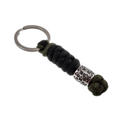 RVS Snake Knot Keychain Groen en Zwart - Handgemaakt door esde2